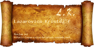 Lazarovics Kristóf névjegykártya